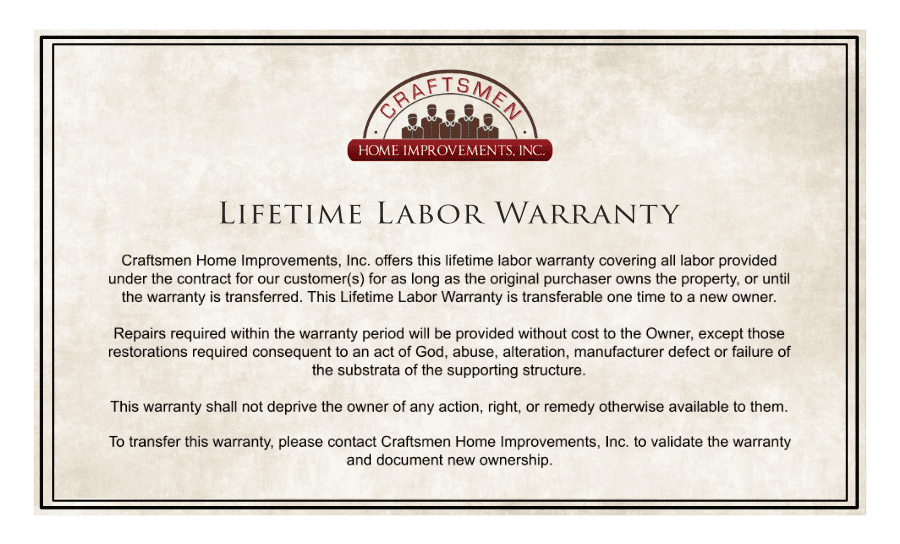 Craftsmen Home Improvements Warranty