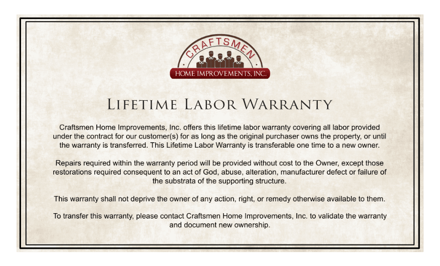 Craftsmen Home Improvements Warranty